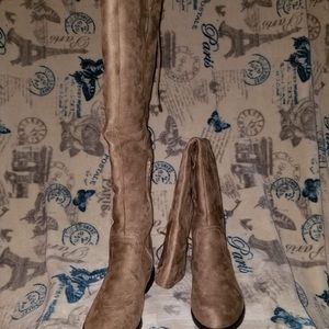 Taupe knee boots